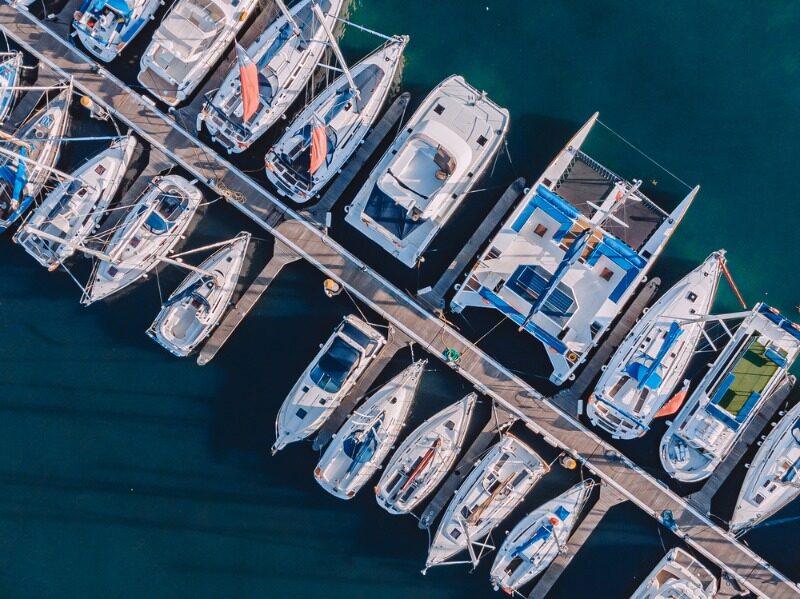 Lake Michigan Marinas: An aerial view of a marina on Lake Michigan near Holland, Michigan.