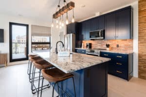 West Michigan Vacation Rentals: An interior view of a kitchen in a modern vacation rental in West Michigan.